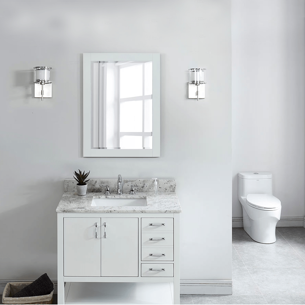 Glacier White Granite Rectangular Bathroom Vanity Sink Top - BUILDMYPLACE