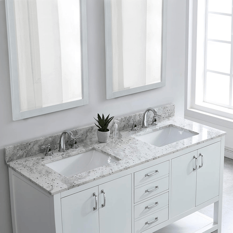 Glacier White Granite Rectangular Bathroom Vanity Sink Top - BUILDMYPLACE