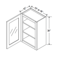 Glass Door Wall Cabinet - 15W x 30H x 12D - Charleston Saddle - RTA - BUILDMYPLACE