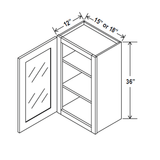 Glass Door Wall Cabinet - 15W x 36H x 12D - Aria Shaker Espresso - BUILDMYPLACE