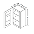 Glass Door Wall Cabinet - 15W x 36H x 12D - Charleston Saddle - RTA - BUILDMYPLACE