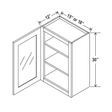 Glass Door Wall Cabinet - 18W x 30H x 12D - Aria White Shaker - RTA - BUILDMYPLACE