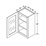 Glass Door Wall Cabinet - 18W x 36H x 12D - Aspen Charcoal Grey - BUILDMYPLACE