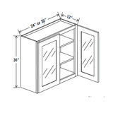 Glass Door Wall Cabinet - 24W x 36H x 12D - Aria Shaker Espresso - BUILDMYPLACE