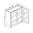 Glass Door Wall Cabinet - 24W x 36H x 12D - Aspen Charcoal Grey - BUILDMYPLACE