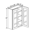 Glass Door Wall Cabinet - 24W x 42H x 12D - Aria White Shaker - RTA - BUILDMYPLACE