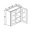 Glass Door Wall Cabinet - 30W x 30H x 12D - Aria White Shaker - BUILDMYPLACE