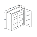 Glass Door Wall Cabinet - 30W x 36H x 12D - Aria White Shaker - RTA - BUILDMYPLACE