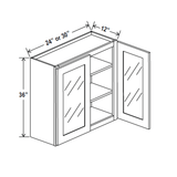 Glass Door Wall Cabinet - 30W x 36H x 12D - Charleston Saddle - RTA - BUILDMYPLACE