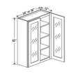 Glass Door Wall Cabinet - 30W x 42H x 12D - Aria Shaker Espresso - BUILDMYPLACE