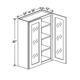 Glass Door Wall Cabinet - 30W x 42H x 12D - Charleston Saddle - RTA - BUILDMYPLACE