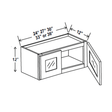 Glass Door Wall Cabinet - 36W x 12H x 12D - Aria Shaker Espresso - RTA - BUILDMYPLACE