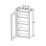 Glass Wall Cabinet - 18W x 42H x 12D - Aria Shaker Espresso - BUILDMYPLACE