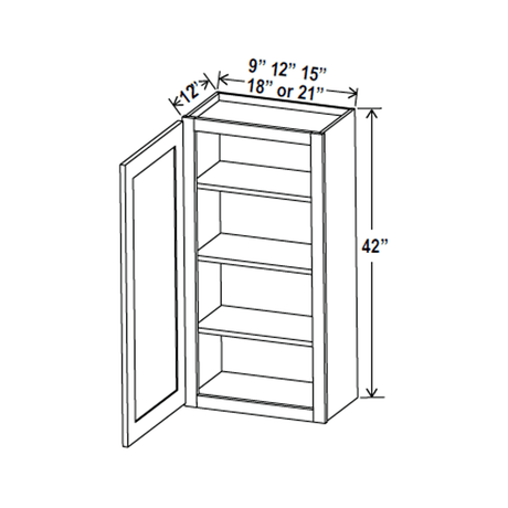 Glass Wall Cabinet - 18W x 42H x 12D - Aspen Charcoal Grey - BUILDMYPLACE