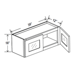 Glass Wall Cabinet - 30"W x 18"H x 12"D - Aria Shaker Espresso - RTA - BUILDMYPLACE