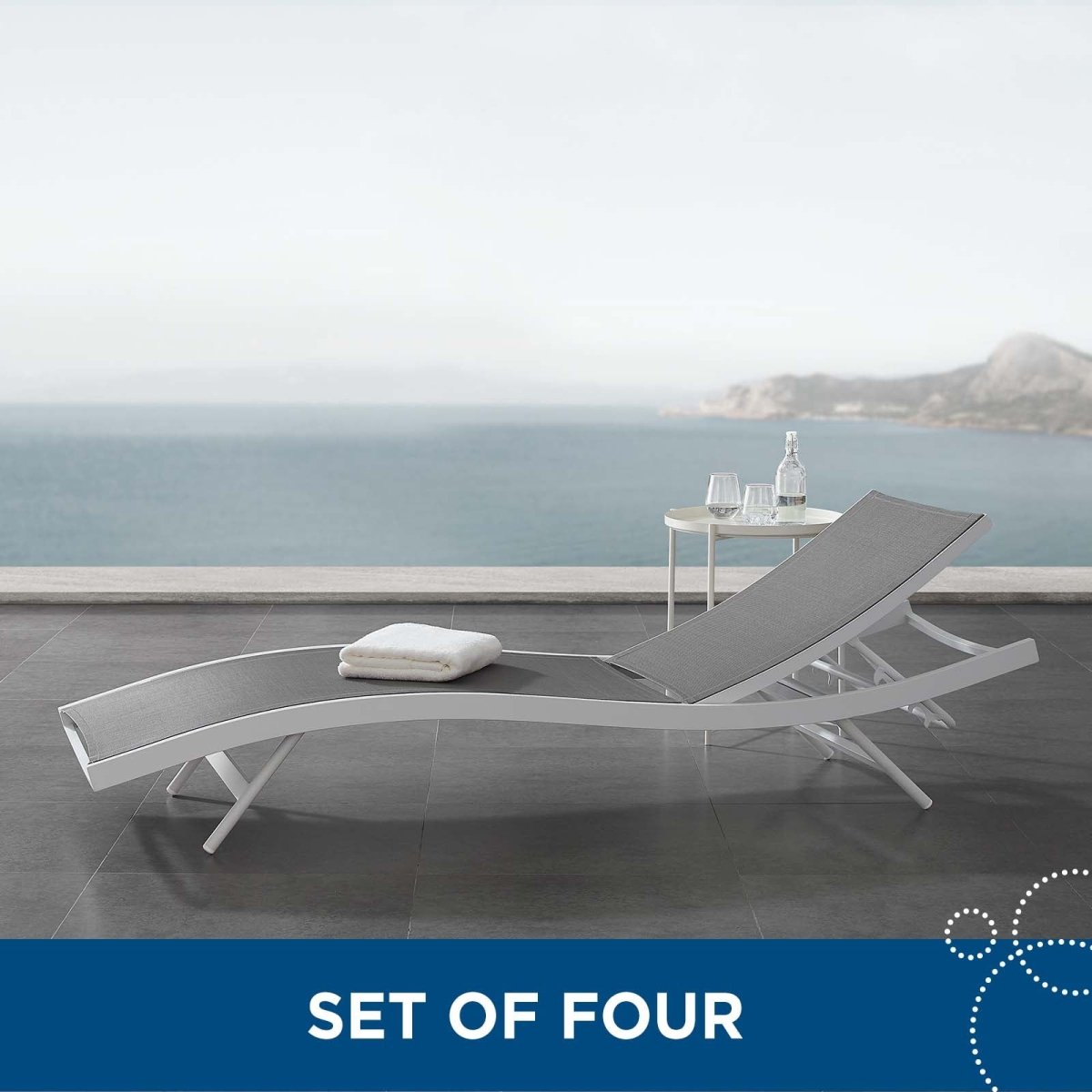 Glimpse Outdoor Patio Mesh Chaise Lounge Set of 4 - BUILDMYPLACE