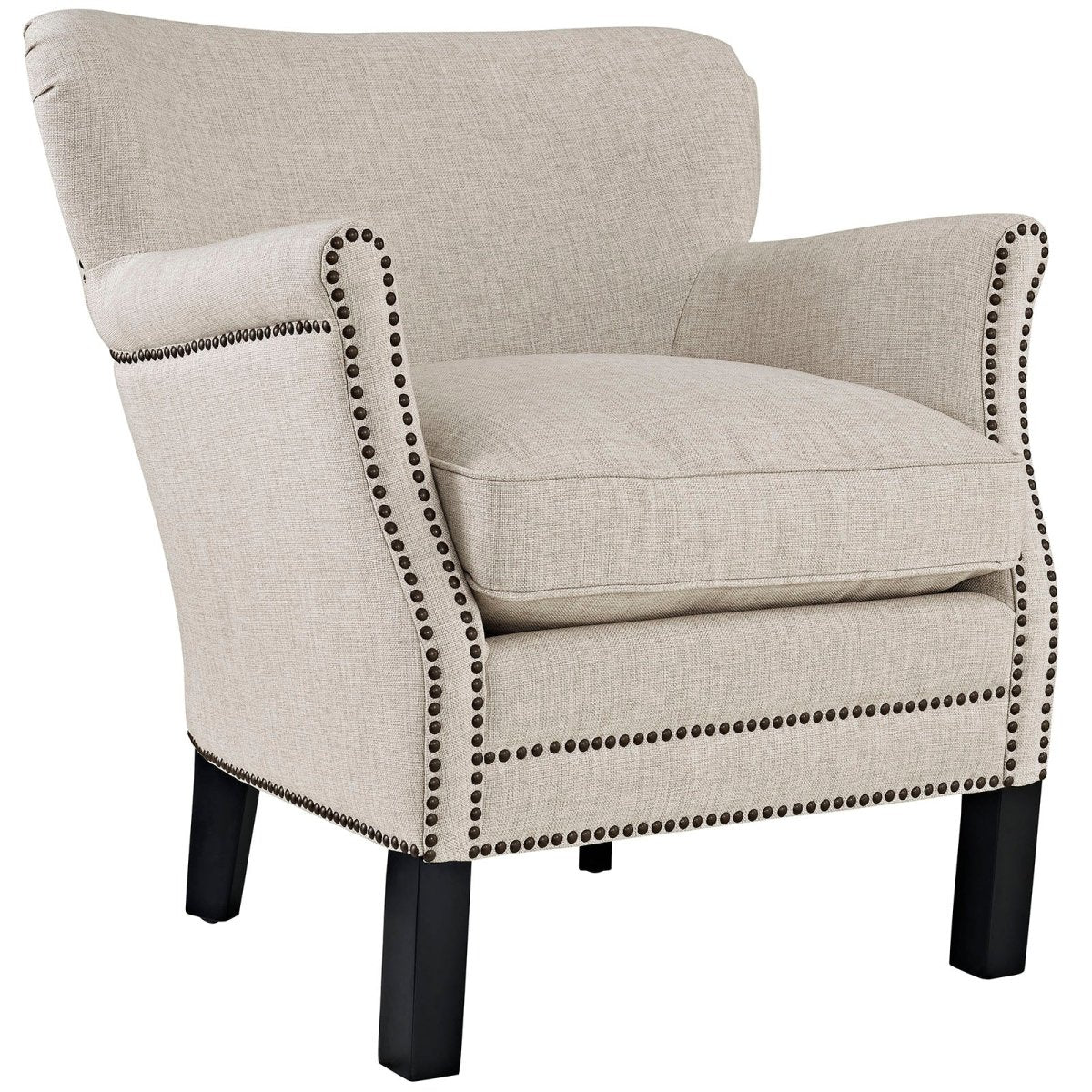 Global Key Ornamental Nailhead Trim Accent Armchair - Pulse Foam Cushioning Modern Chairs - BUILDMYPLACE