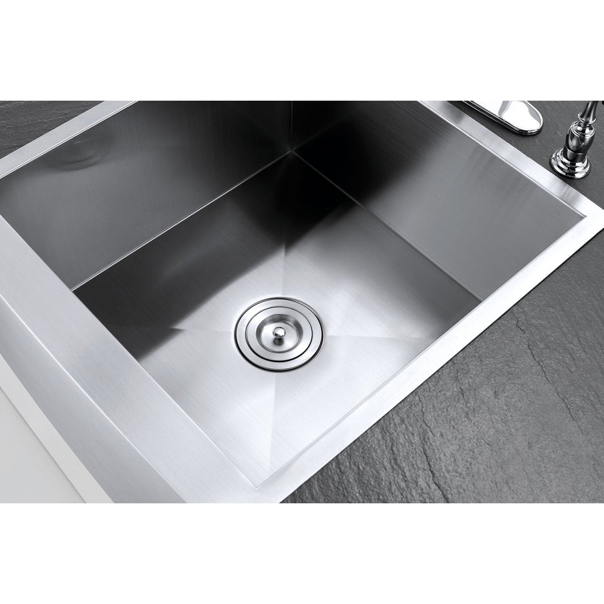 Gourmetier 22" x 21" Apron Front Farmhouse Single Bowl Kitchen Sink, Brushed - BUILDMYPLACE