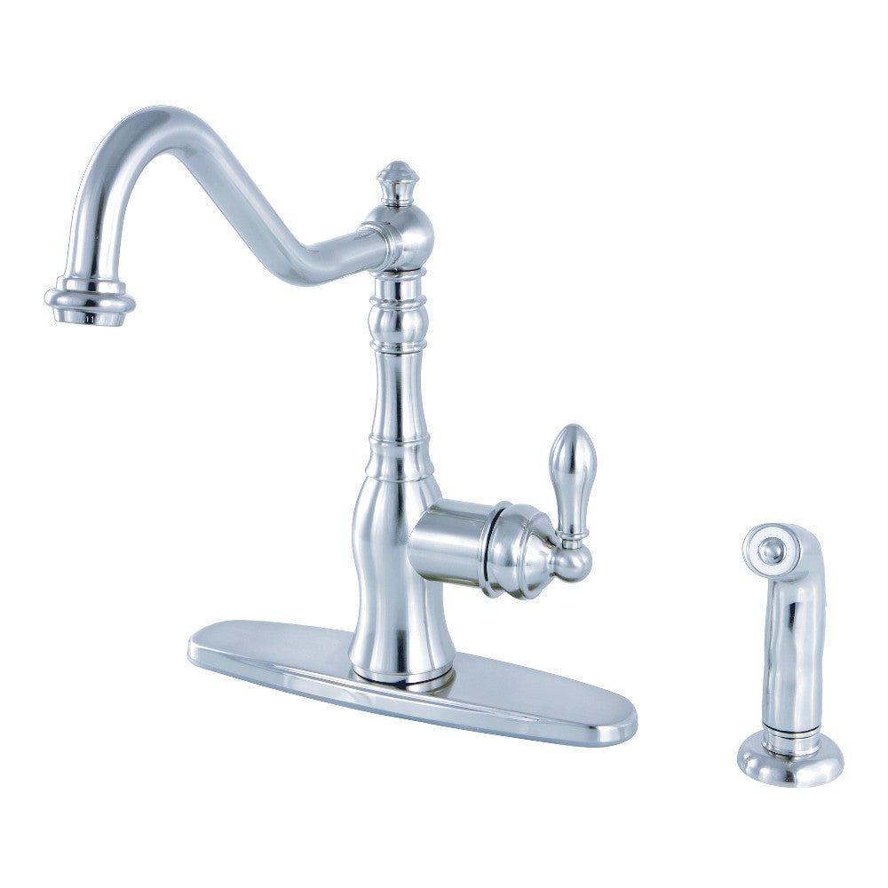 Gourmetier American Classic Sinchgle - Handle Kitchen Faucet with Brass Sprayer - BUILDMYPLACE