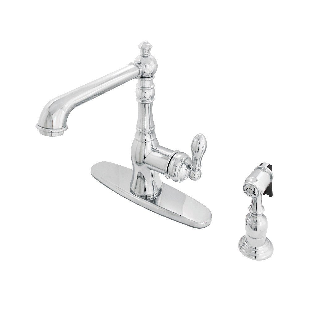 Gourmetier American Classic Single Handle Kitchen Faucet With Brass Sprayer - BUILDMYPLACE