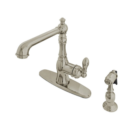 Gourmetier American Classic Single Handle Kitchen Faucet With Brass Sprayer - BUILDMYPLACE