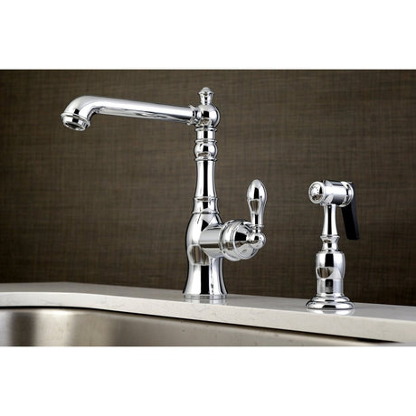 Gourmetier American Classic Single Handle Kitchen Faucet With Brass Sprayer - BUILDMYPLACE