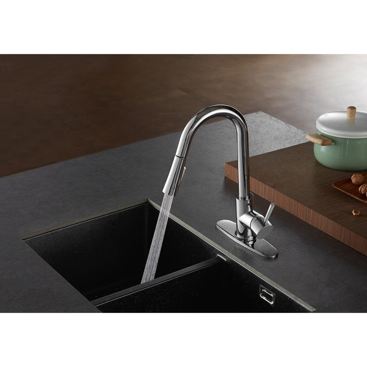 Gourmetier Concord Single Handle Pull Down Kitchen Faucet - BUILDMYPLACE