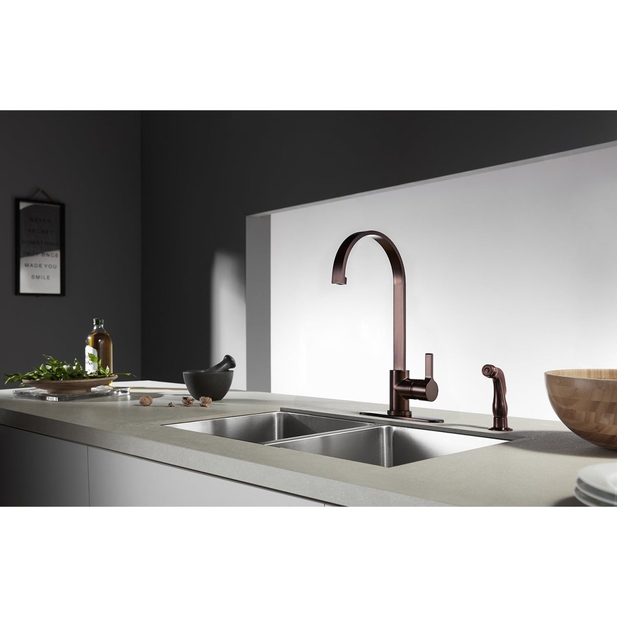 Gourmetier Continental Single Handle Kitchen Faucet With Side Sprayer - BUILDMYPLACE