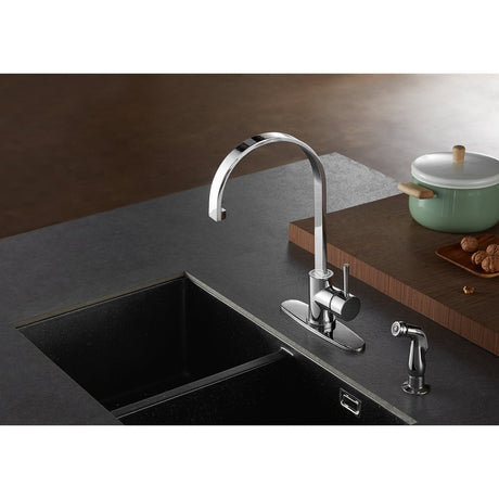 Gourmetier Continental Single Handle Kitchen Faucet With Side Sprayer - BUILDMYPLACE