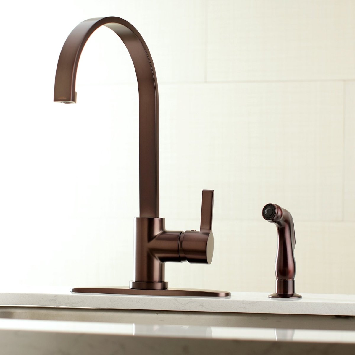 Gourmetier Continental Single Handle Kitchen Faucet With Side Sprayer - BUILDMYPLACE