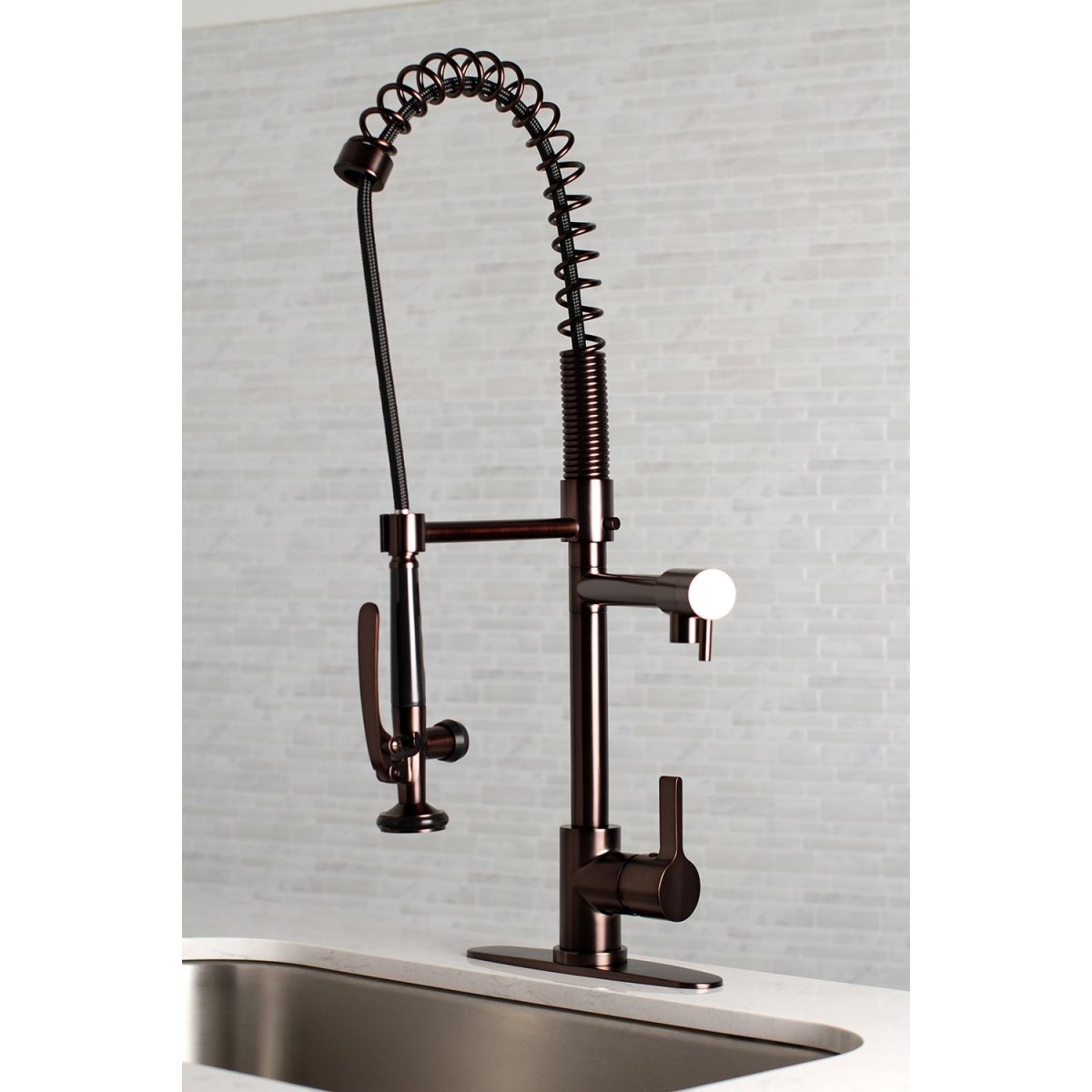 Gourmetier Continental Single Handle Pre Rinse Pull - Down Kitchen Faucet - BUILDMYPLACE