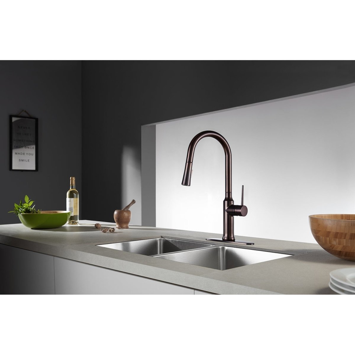 Gourmetier Single Handle Pull Down Kitchen Faucet - BUILDMYPLACE