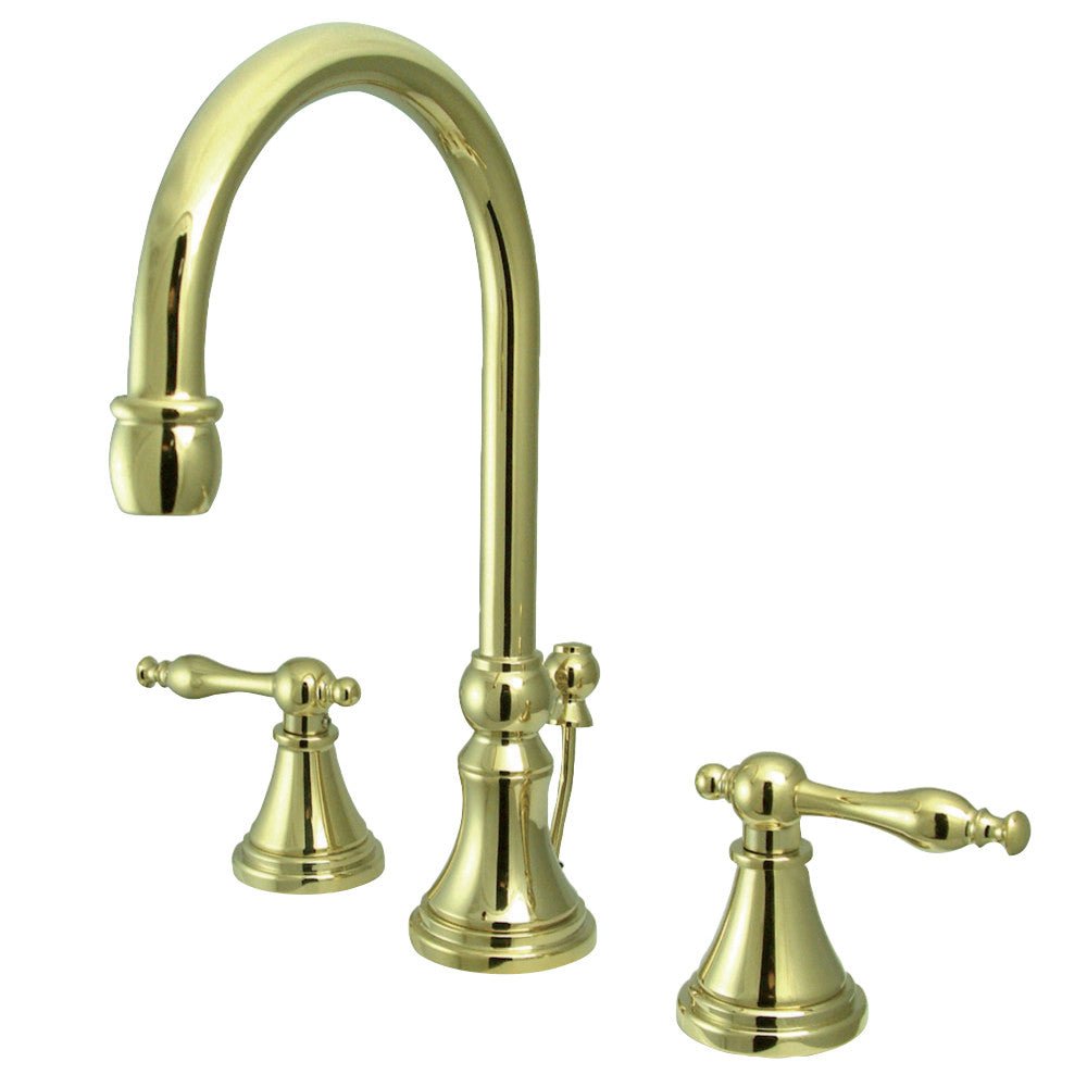 Governor 8 In. Widespread Two - handle 3 - Hole Deck Mount Bathroom Sink Faucet with Brass Pop - up - BUILDMYPLACE