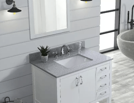 Gray Engineered Stone Rectangular Bathroom Vanity Sink Top - BUILDMYPLACE