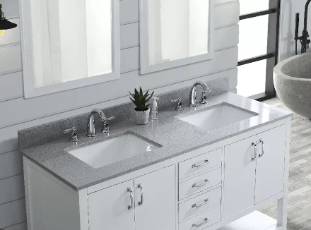 Gray Engineered Stone Rectangular Bathroom Vanity Sink Top - BUILDMYPLACE