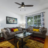 GREENWOOD 48" 3 - Blade Flush Mount Ceiling Fan with LED Light & Pull Chain - LEDMyPlace