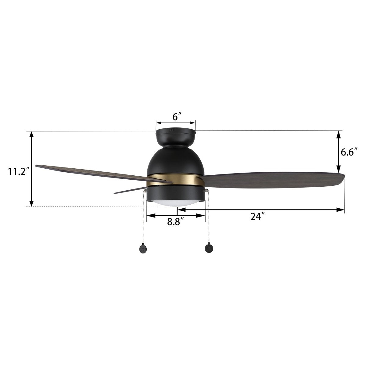GREENWOOD 48" 3 - Blade Flush Mount Ceiling Fan with LED Light & Pull Chain - LEDMyPlace