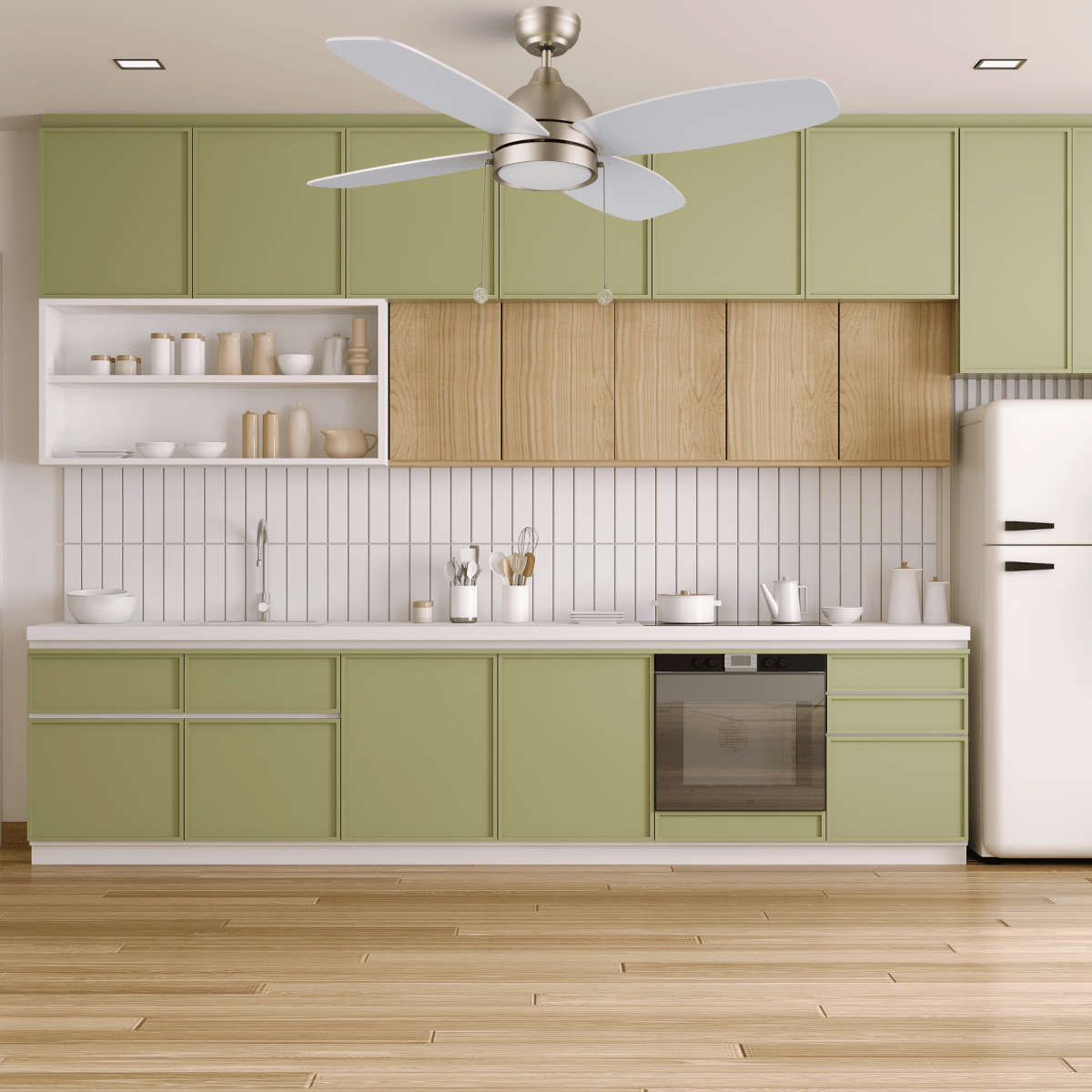 GREENWOOD 48" 4 - Blade Ceiling Fan with LED Light & Pull Chain - LEDMyPlace