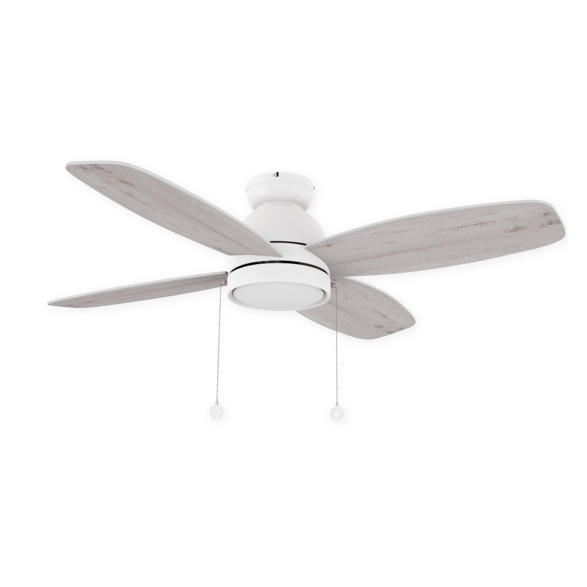 GREENWOOD 48" 4 - Blade Flush Mount Ceiling Fan with LED Light & Pull Chain - LEDMyPlace