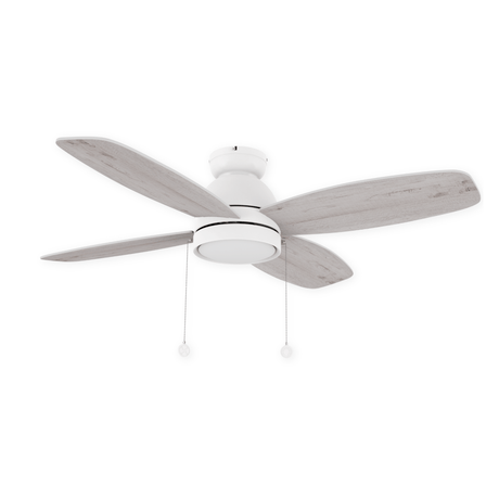 GREENWOOD 48" 4 - Blade Flush Mount Ceiling Fan with LED Light & Pull Chain - LEDMyPlace
