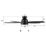 GREENWOOD 48" 5 - Blade Flush Mount Ceiling Fan with LED Light & Pull Chain - LEDMyPlace