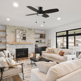 GREENWOOD 52" 4 - Blade Flush Mount Ceiling Fan with LED Light & Pull Chain - LEDMyPlace