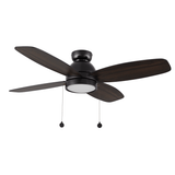 GREENWOOD 52" 4 - Blade Flush Mount Ceiling Fan with LED Light & Pull Chain - LEDMyPlace
