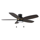 GREENWOOD 52" 5 - Blade Flush Mount Ceiling Fan with LED Light & Pull Chain - LEDMyPlace