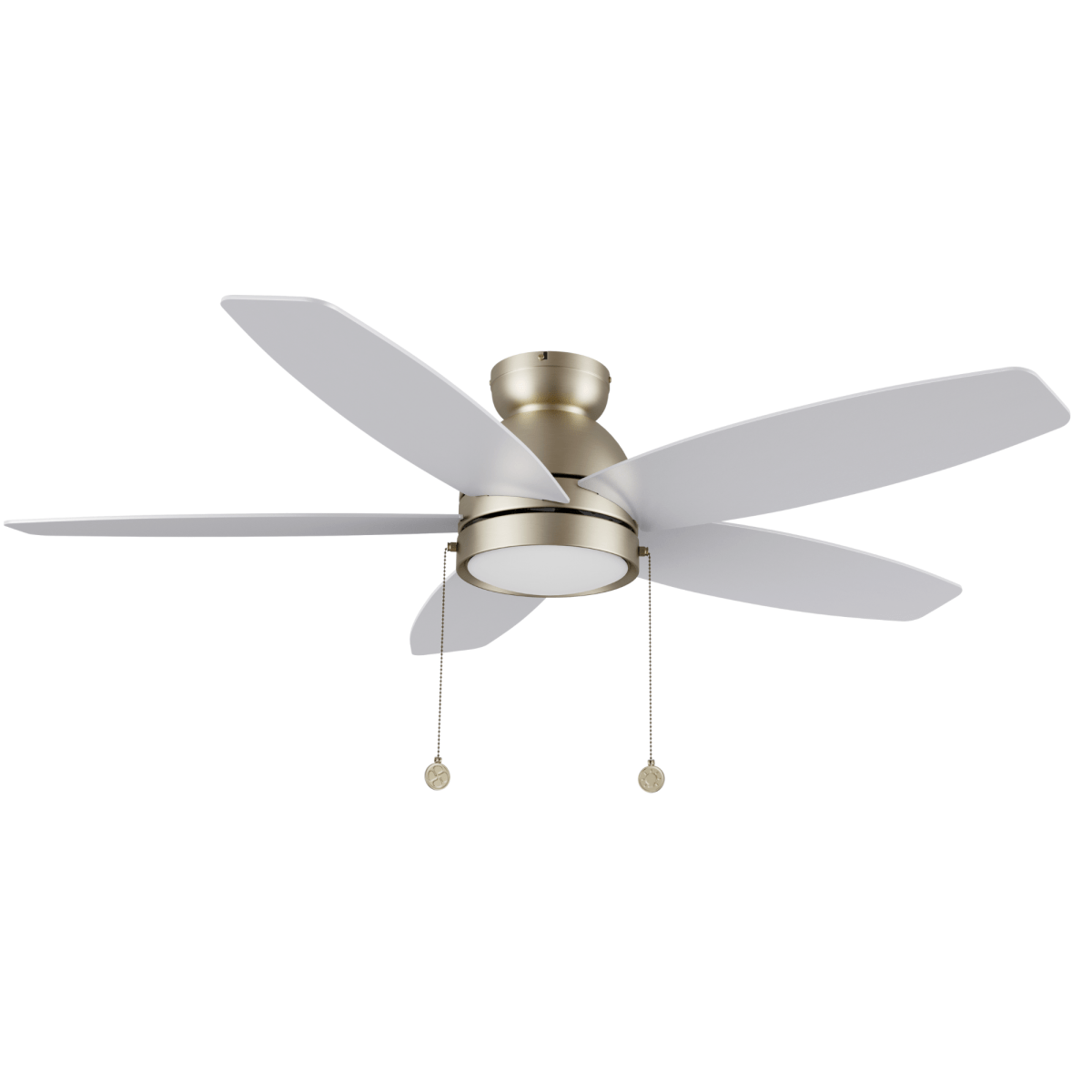 GREENWOOD 52" 5 - Blade Flush Mount Ceiling Fan with LED Light & Pull Chain - LEDMyPlace