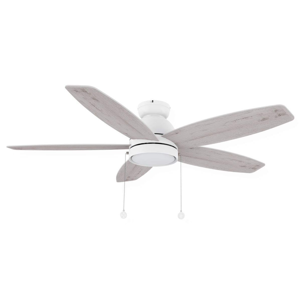 GREENWOOD 52" 5 - Blade Flush Mount Ceiling Fan with LED Light & Pull Chain - LEDMyPlace