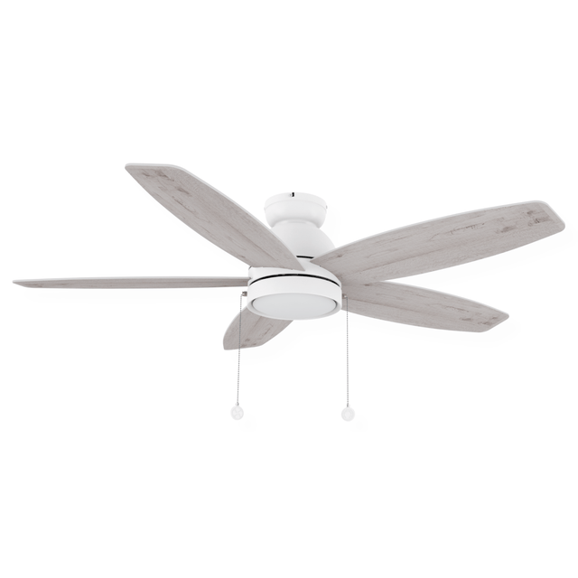 GREENWOOD 52" 5 - Blade Flush Mount Ceiling Fan with LED Light & Pull Chain - LEDMyPlace