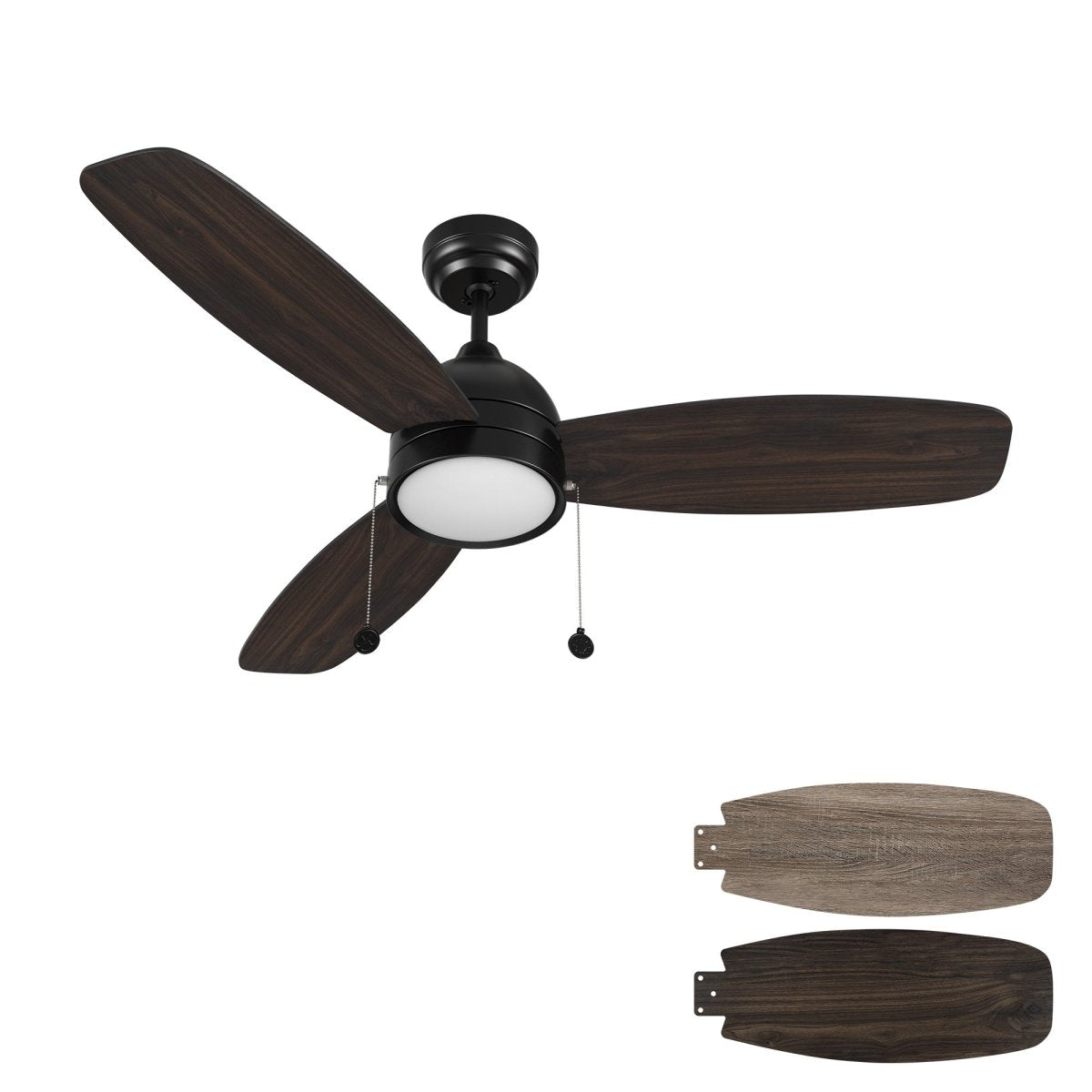 GREENWOOD 52" inch 3 - Blade Ceiling Fan with LED Light & Pull Chain - LEDMyPlace