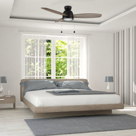 GREENWOOD 52 Inch 3 blade flush mount ceiling fan with led light pull chain - LEDMyPlace