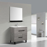 Greyland Cement Grey Freestanding Bathroom Vanity with Ceramic Sink, 2 Doors & Drawer - BUILDMYPLACE